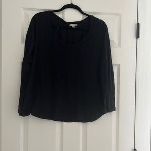 James Perse Black Scoop Neck Long Sleev Tee